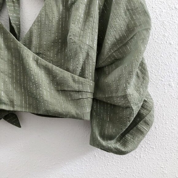 MAJORELL Gabby Wrap Cropped Puff Sleeves Top XS Size - Picture 5 of 11